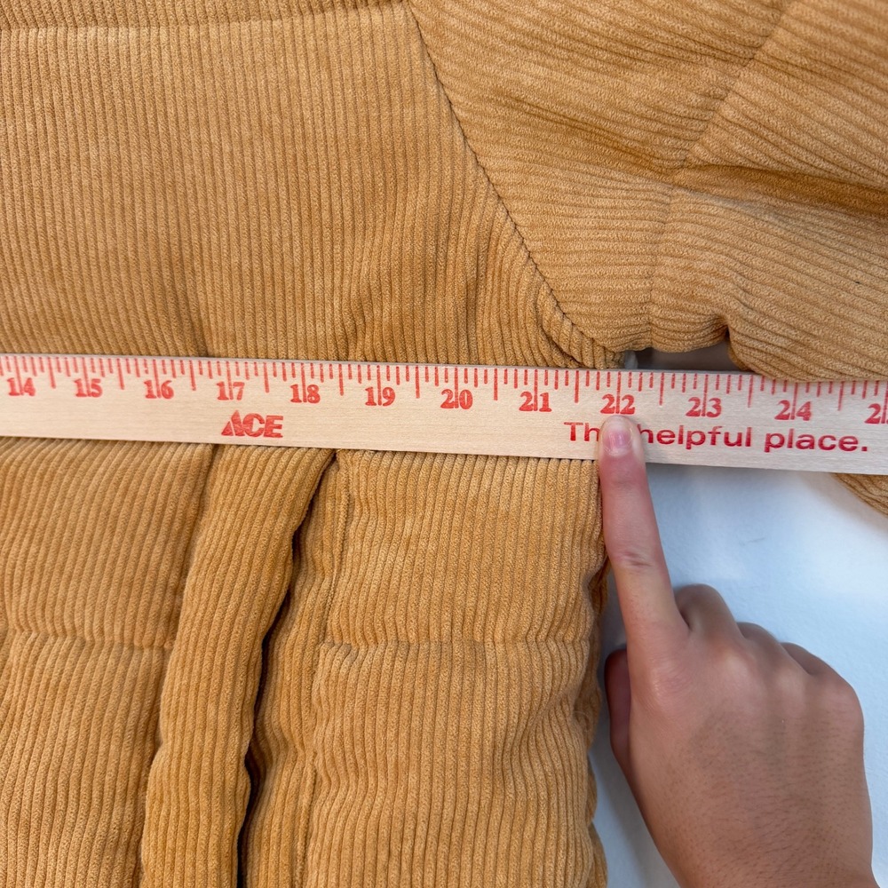 Ghanda Corduroy Puffer Jacket Women Medium Mustard Yellow Quilted Gorpcore Retro - Picture 9 of 11